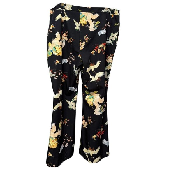 NEW Rara Avis by Iris Apfel Pants Plus Size 24W Asian Cranes Black Artsy Flare - Picture 8 of 13
